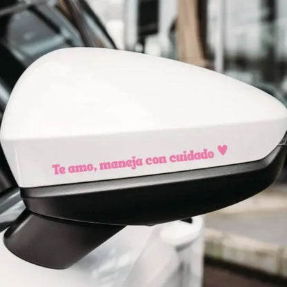 "Te Amo Maneja Con Cuidado" Car Mirror Decal Set – Cute Reflective Vinyl Stickers