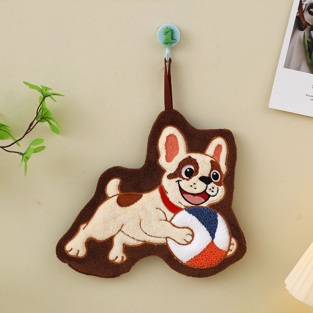 Adorable Dog Hand Towels - French Bulldog Playing With A Ball