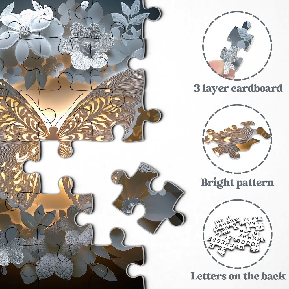 Butterfly Among Flowers Jigsaw Wooden Puzzle 1000 Pieces