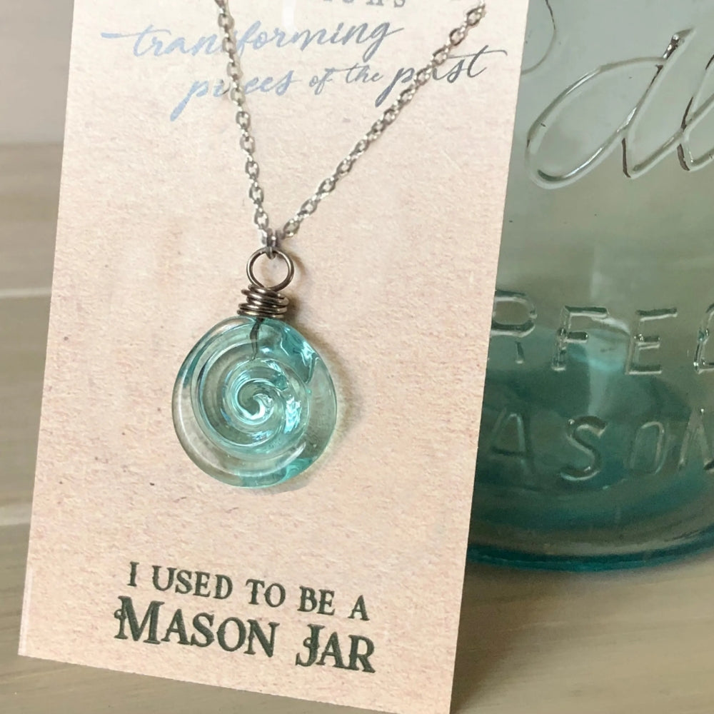 Recycled Glass Spiral Earrings: Upcycled Mason Jar Dangles