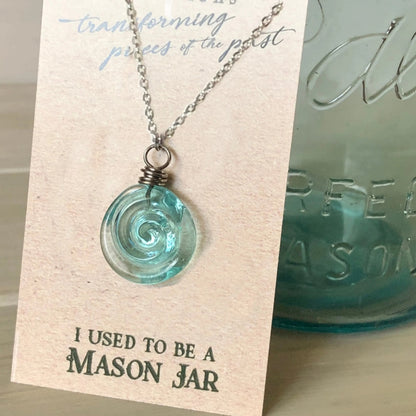 Recycled Glass Spiral Earrings: Upcycled Mason Jar Dangles