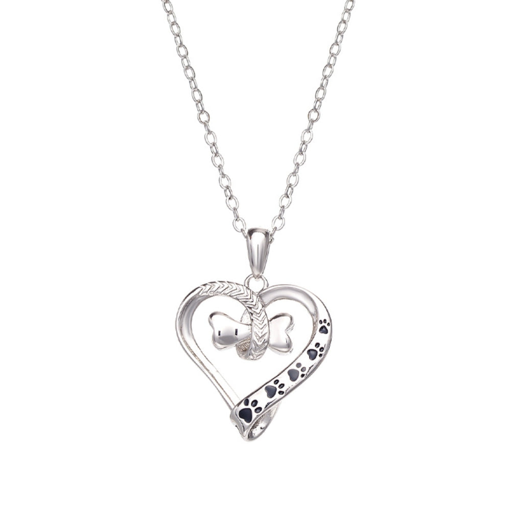 Forever Paw Prints – Pet Lover Heart Necklace