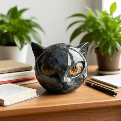 Luxury Black Cat Sculpture - Elegant Home Decor and Gift-Ready Art Piece