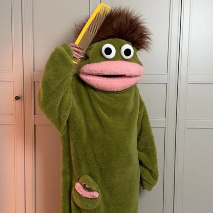 Funny Monster Hooded Fleece Robe for Adults