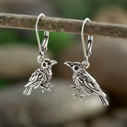 "Nevermore" Raven Leverback Earrings