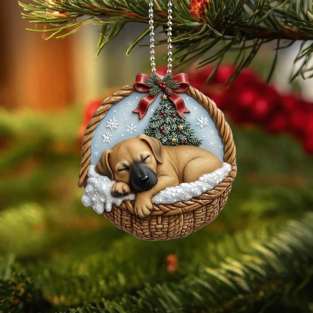 Blackmouth Cur In Mini Basket Ornament - MB006