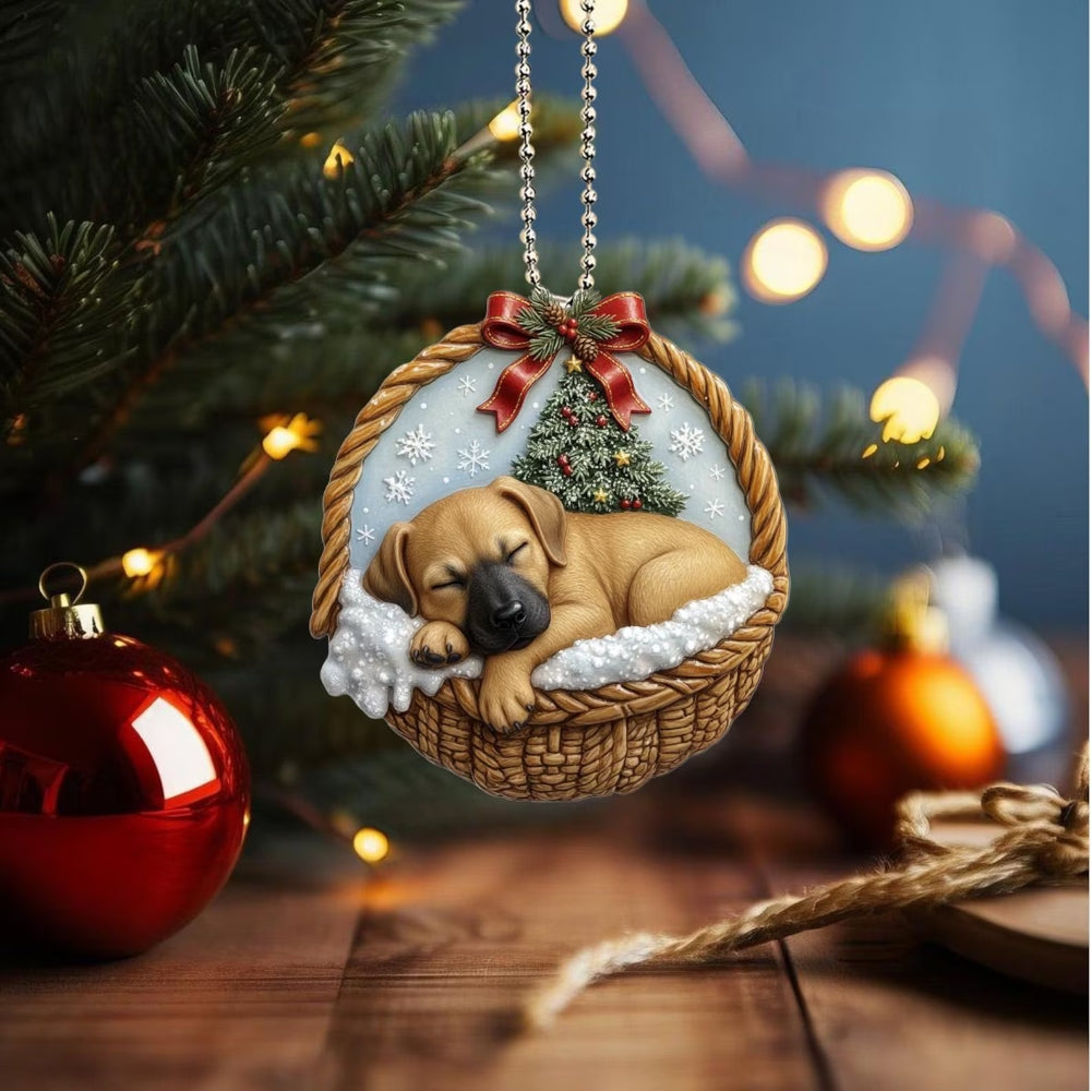 Blackmouth Cur In Mini Basket Ornament - MB006