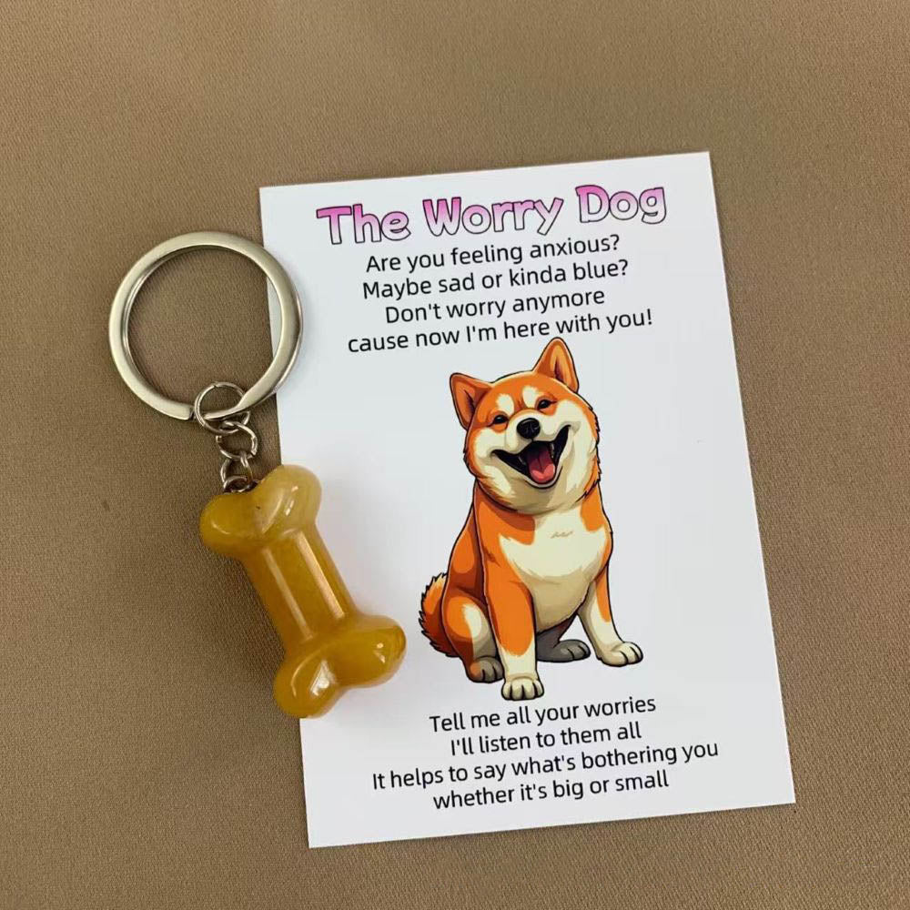 The Worry Dog Crystal Keychain – Emotional Support Gift