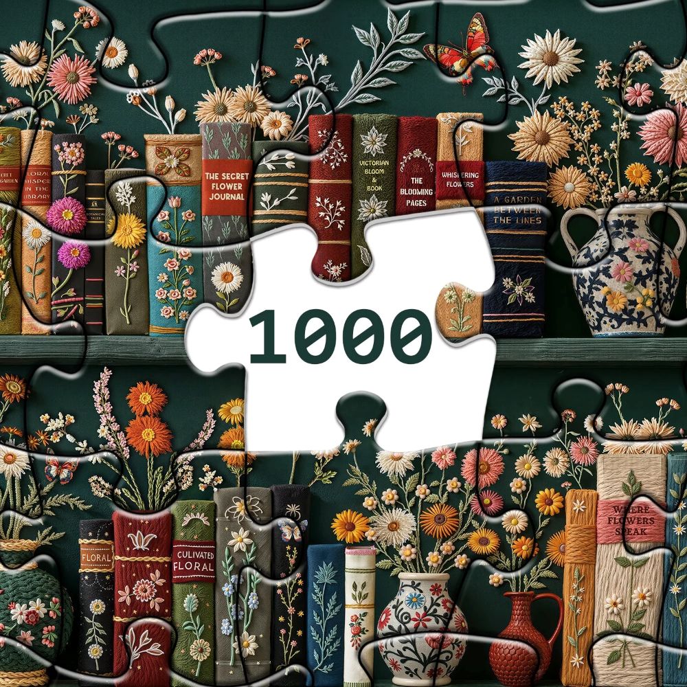 Blooming Bookshelf Jigsaw Wooden Puzzle 1000 Pieces