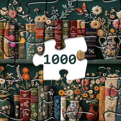 Blooming Bookshelf Jigsaw Wooden Puzzle 1000 Pieces