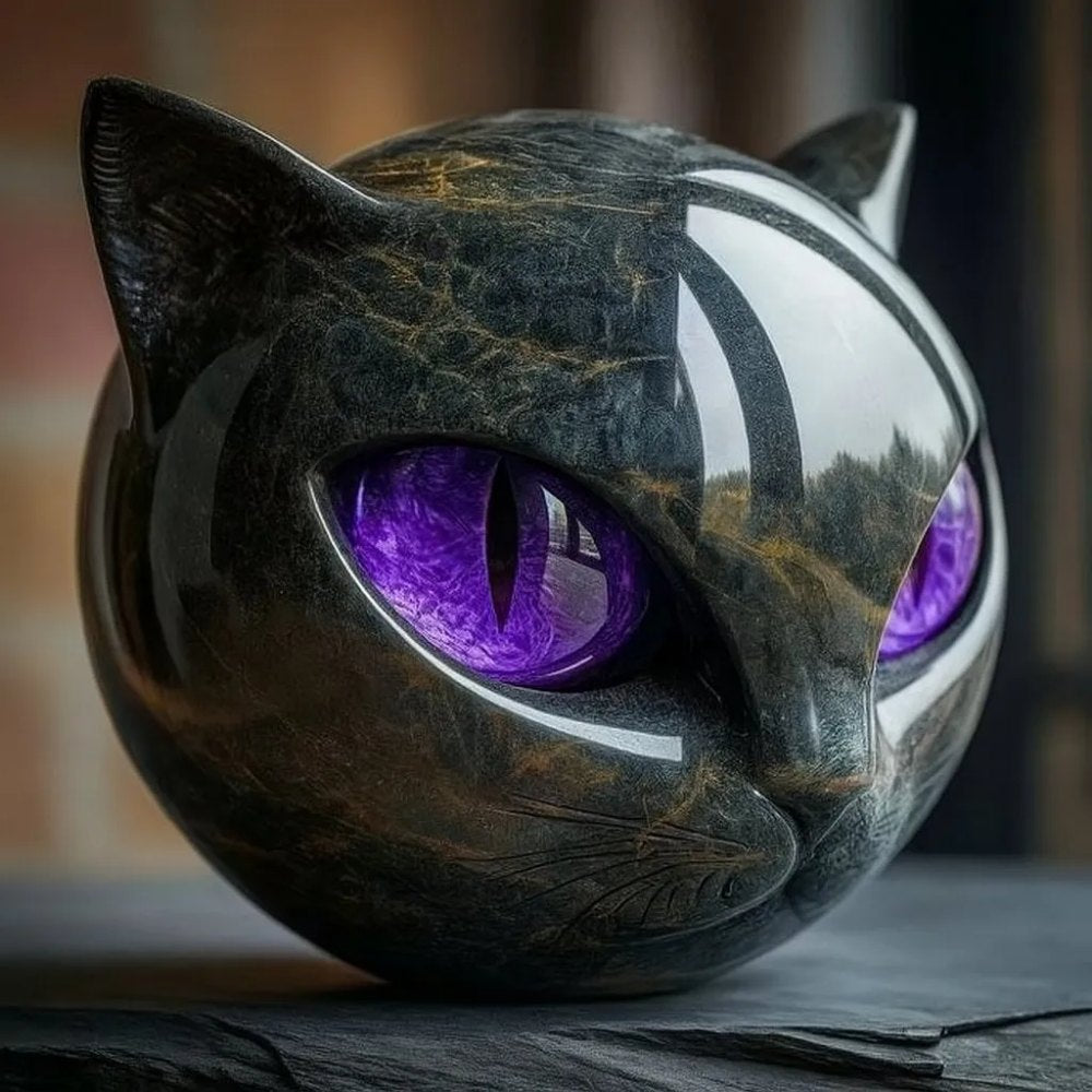 Luxury Black Cat Sculpture - Elegant Home Decor and Gift-Ready Art Piece