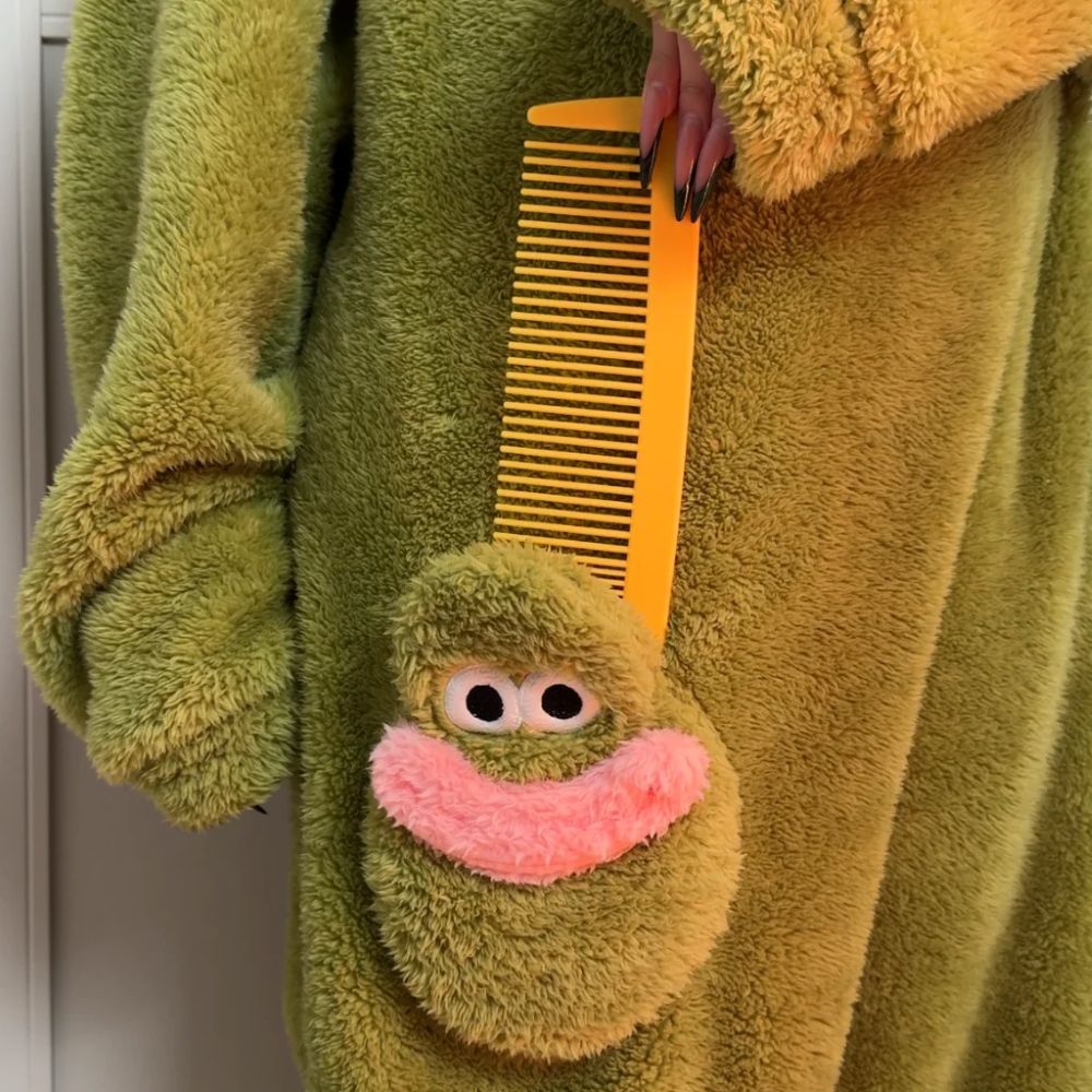 Funny Monster Hooded Fleece Robe for Adults