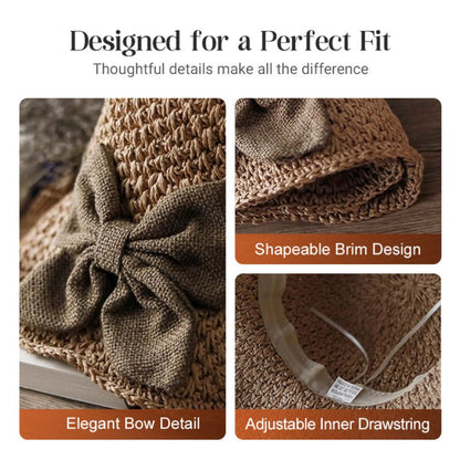 Elegant Woven Straw Sun Hat With Bow