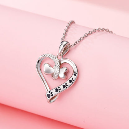 Forever Paw Prints – Pet Lover Heart Necklace