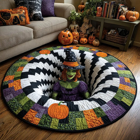 The Grave Escape - 3D Illusion Skeleton Round Rug - Witch Descent