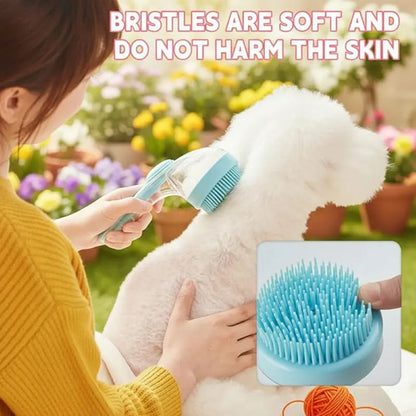 2-in-1 Pet Bath Brush – Shampoo Dispenser & Soft Massage Grooming Tool