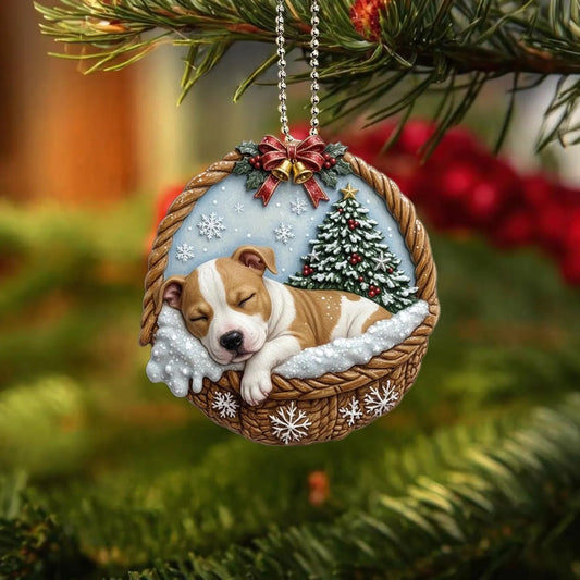 American Staffordshire Terrier In Mini Basket Ornament - MB007