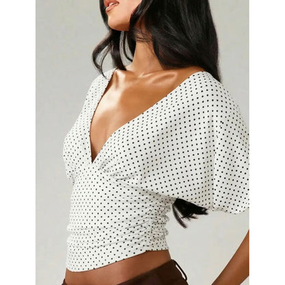 Women’s V-Neck Backless Bodycon Top – Slim Fit Sexy Summer Tee