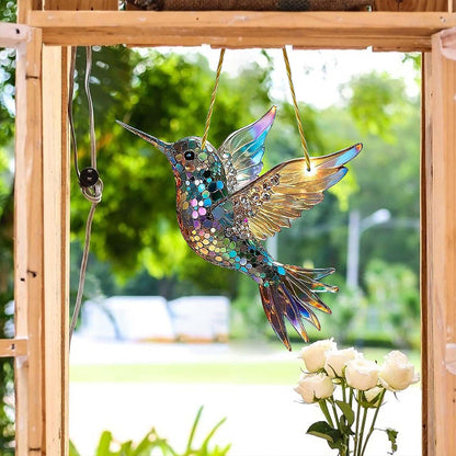 Crystal Sky Bluebird Stained Art Ornament