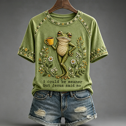“I Could Be Meaner But Jesus Said No” Printed Casual T-Shirt