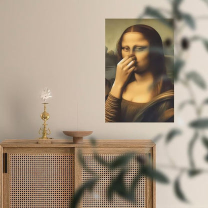 Piece Mimics Mona Lisa Bathroom Wall - Humor Gallery Wrapped Canvas Prints