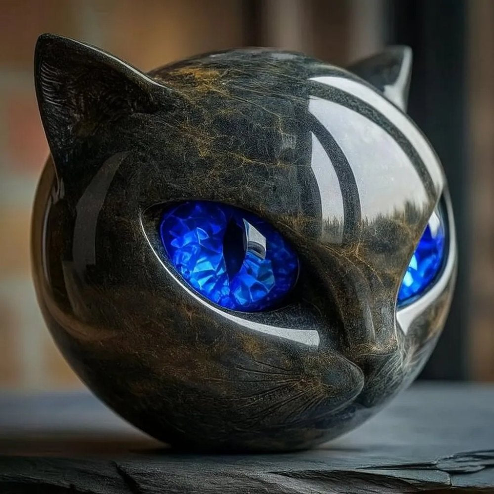 Luxury Black Cat Sculpture - Elegant Home Decor and Gift-Ready Art Piece