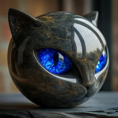 Luxury Black Cat Sculpture - Elegant Home Decor and Gift-Ready Art Piece