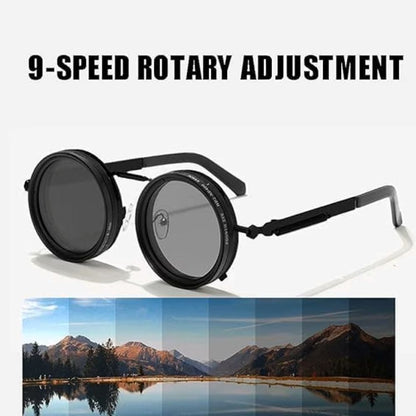 ND9 Adjustable Polarized Sunglasses - 9-Level Dimming UV400 Retro Round Shades