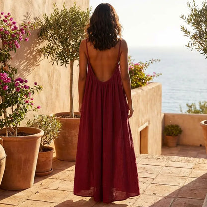 Women's Sleeveless Cami Lounge Dress – Soft Maxi Nightgown For Sleeping & Lounging