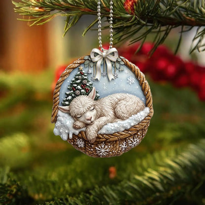 Alpaca In Mini Basket Ornament - MB008