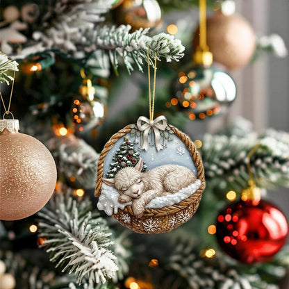 Alpaca In Mini Basket Ornament - MB008