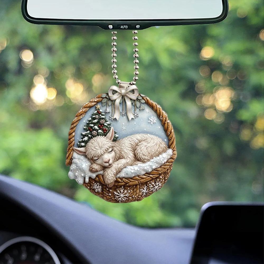 Alpaca In Mini Basket Ornament - MB008