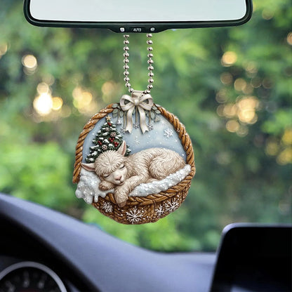 Alpaca In Mini Basket Ornament - MB008