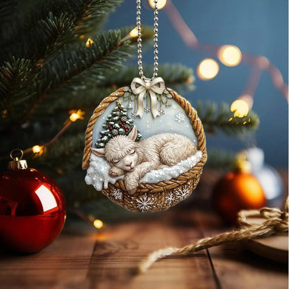 Alpaca In Mini Basket Ornament - MB008