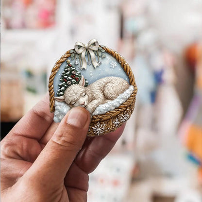 Alpaca In Mini Basket Ornament - MB008