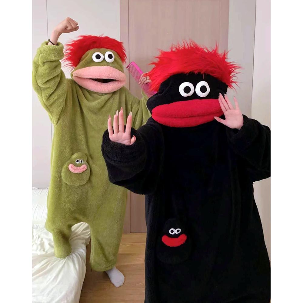 Funny Monster Hooded Fleece Robe for Adults