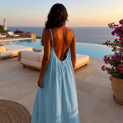 Women's Sleeveless Cami Lounge Dress – Soft Maxi Nightgown For Sleeping & Lounging