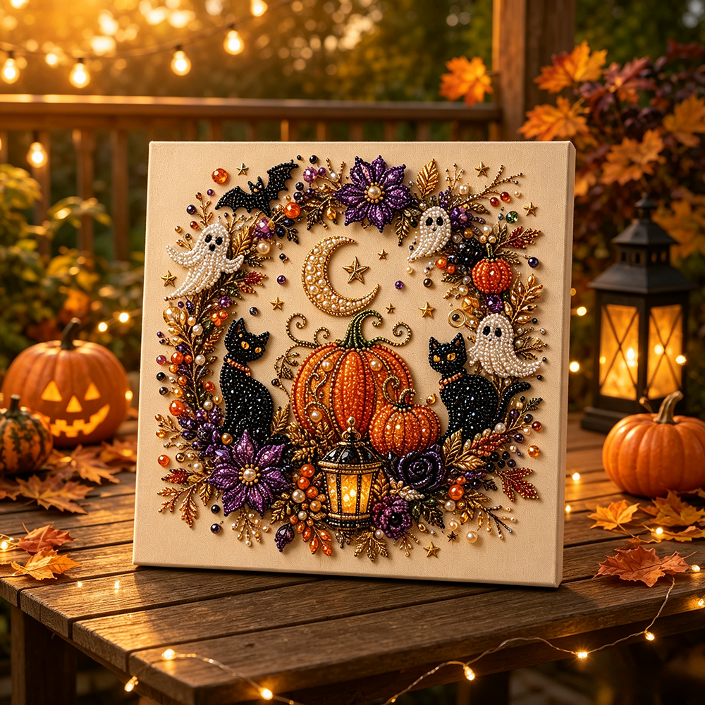 Halloween Pearl Diamond Art Kit – 3D Beaded DIY Art Kits For Adults