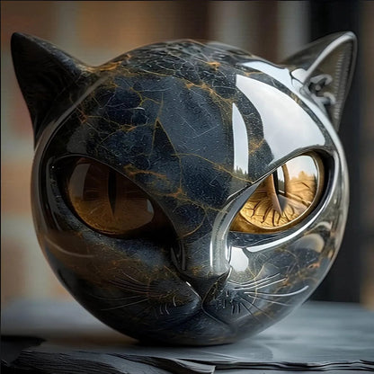 Luxury Black Cat Sculpture - Elegant Home Decor and Gift-Ready Art Piece