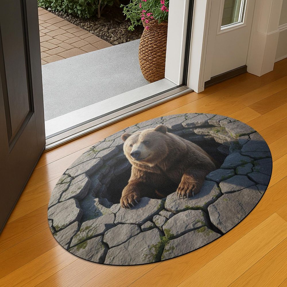 Nature Den Watcher - 3D Illusion Round Rug - H634