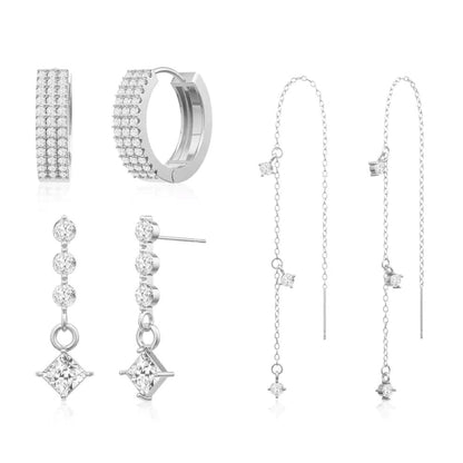 Gold Star Earring Set - Dangle Hoop & Stud Stacking Earrings