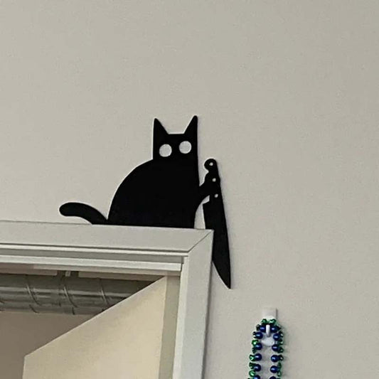 Knife & Cat Metal Door Topper