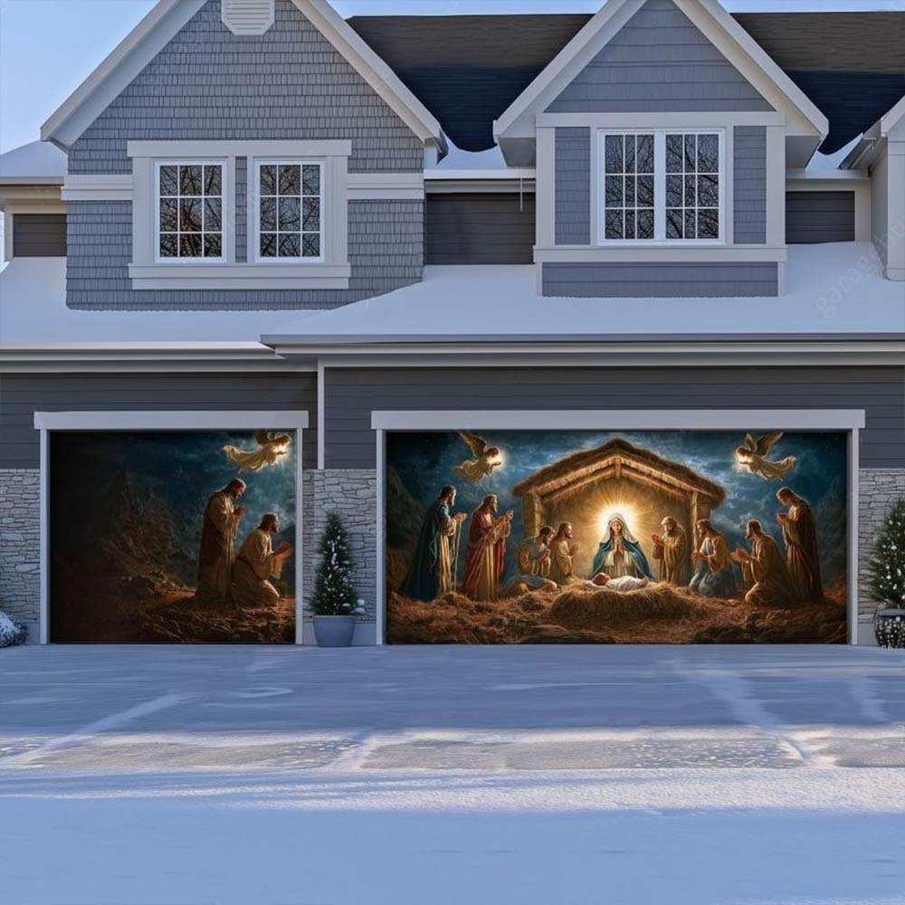 Nativity Scene Christmas Garage Door Covers D490