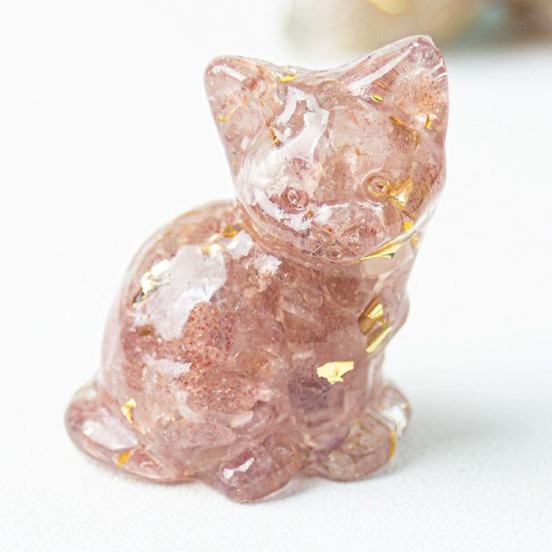 Rhodonite - Handmade Natural Crystal Gemstone Sitting Cat
