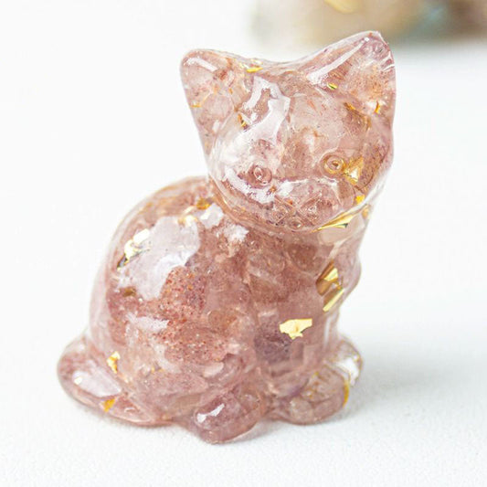Rhodonite - Handmade Natural Crystal Gemstone Sitting Cat