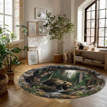 Forest Bear - 3D Illusion Round Rug - H636