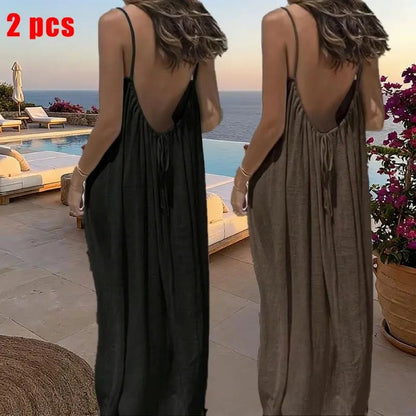 Women's Sleeveless Cami Lounge Dress – Soft Maxi Nightgown For Sleeping & Lounging