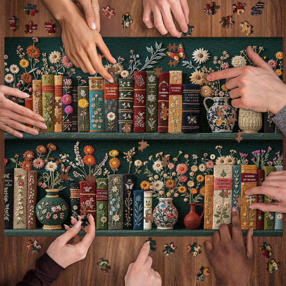 Blooming Bookshelf Jigsaw Wooden Puzzle 1000 Pieces