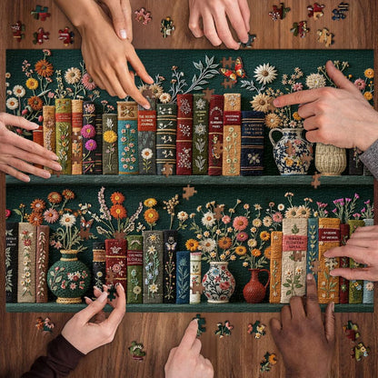 Blooming Bookshelf Jigsaw Wooden Puzzle 1000 Pieces
