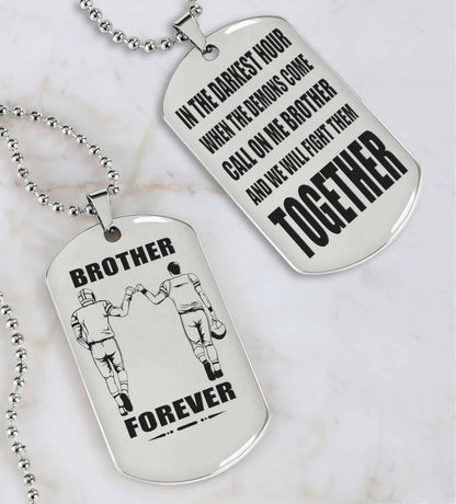 Viking Engraved Black Dog Tag - Double Sided Brother Forever Gift